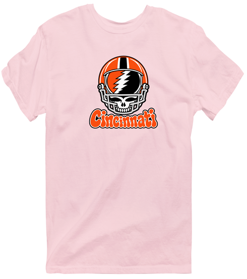 Cincinnati Helmet Stealie Premium Unisex T-Shirt — Cincinnati Bengals — Light Pink