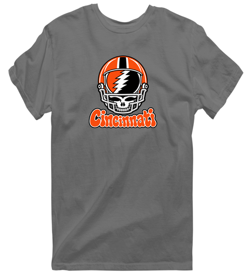 Cincinnati Helmet Stealie Premium Unisex T-Shirt — Cincinnati Bengals — Charcoal