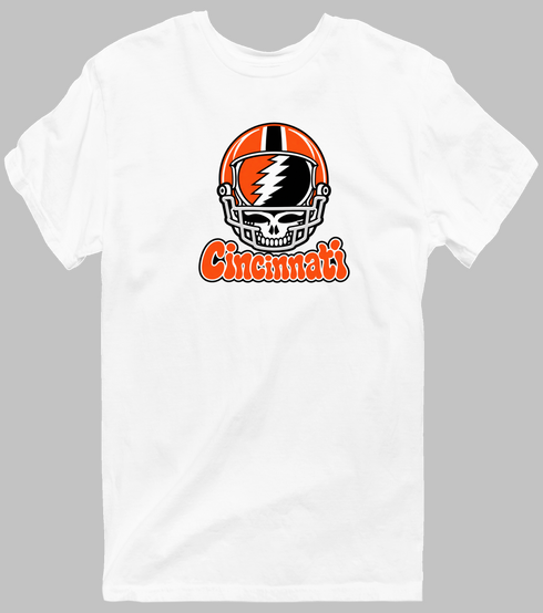 Cincinnati Helmet Stealie Premium Unisex T-Shirt — Cincinnati Bengals — White