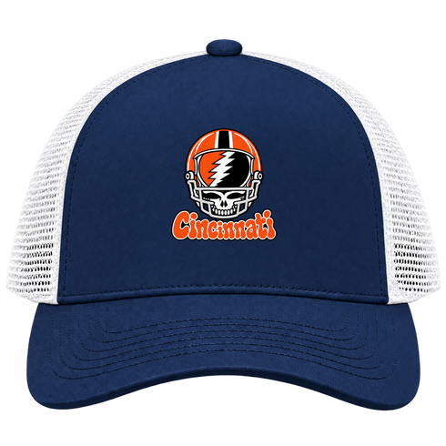 Cincinnati Helmet Stealie Premium Unisex Trucker Cap — Cincinnati Bengals — Navy/White