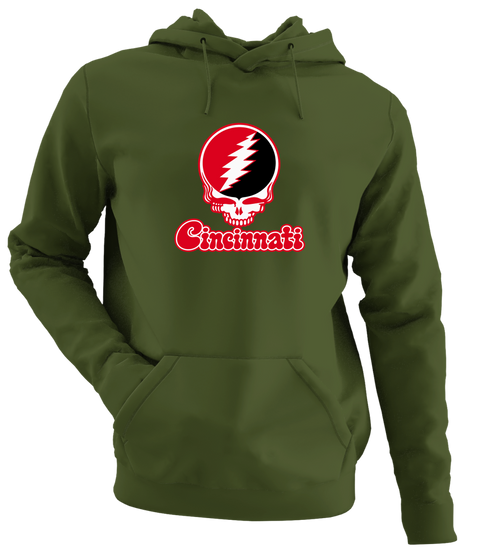 Cincinnati Stealie Premium Unisex Hoodie — Design: Cincinnati University of — Military Green
