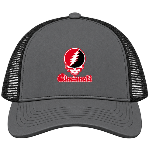 Cincinnati Stealie Premium Unisex Trucker Cap — Design: Cincinnati University of — Charcoal/Black