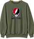Cincinnati Baseball Stealie Grateful Dead Crewneck — Cincinnati Reds — Military Green