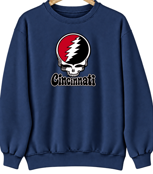 Cincinnati Baseball Stealie Grateful Dead Crewneck — Cincinnati Reds — Navy