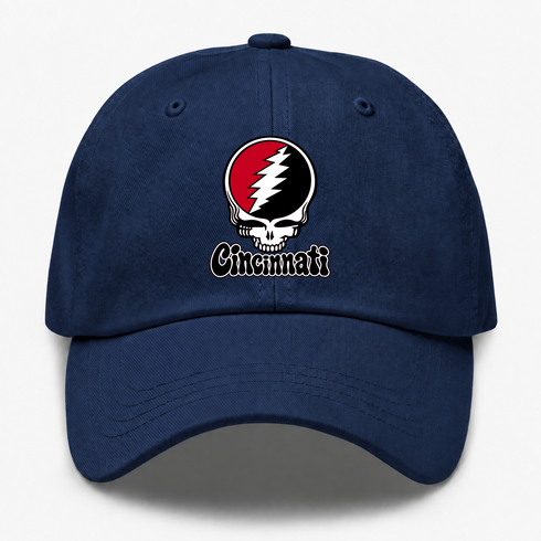 Cincinnati Baseball Stealie Grateful Dead Dad Hat — Cincinnati Reds — Navy