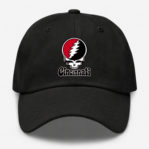 Cincinnati Baseball Stealie Grateful Dead Dad Hat — Cincinnati Reds — Black
