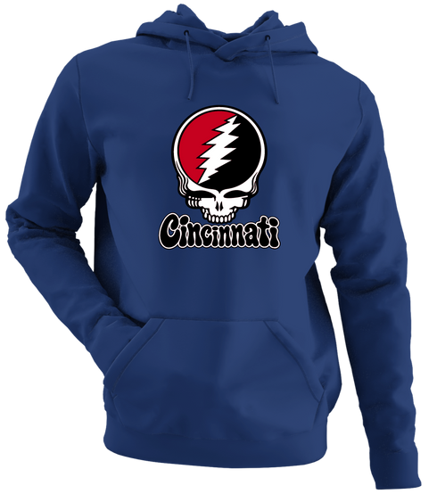 Cincinnati Baseball Stealie Grateful Dead Hoodie — Cincinnati Reds — Navy