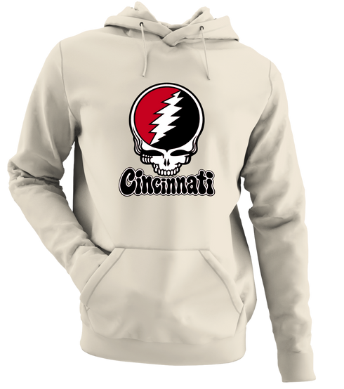 Cincinnati Baseball Stealie Grateful Dead Hoodie — Cincinnati Reds — Sand