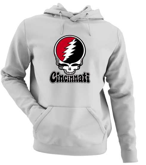 Cincinnati Baseball Stealie Grateful Dead Hoodie — Cincinnati Reds — Sport Grey