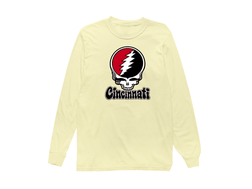 Cincinnati Baseball Stealie Grateful Dead Long-Sleeve — Cincinnati Reds — Butter