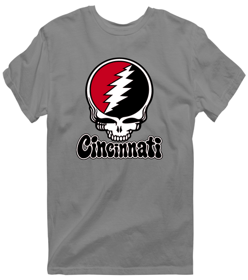 Cincinnati Baseball Stealie Grateful Dead T-Shirt — Cincinnati Reds — Dark Heather