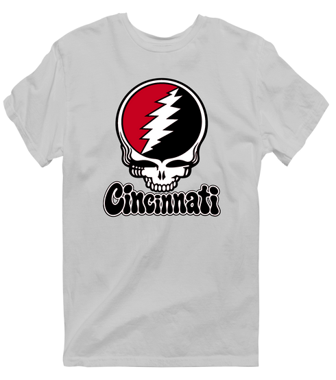 Cincinnati Baseball Stealie Grateful Dead T-Shirt — Cincinnati Reds — Sport Grey