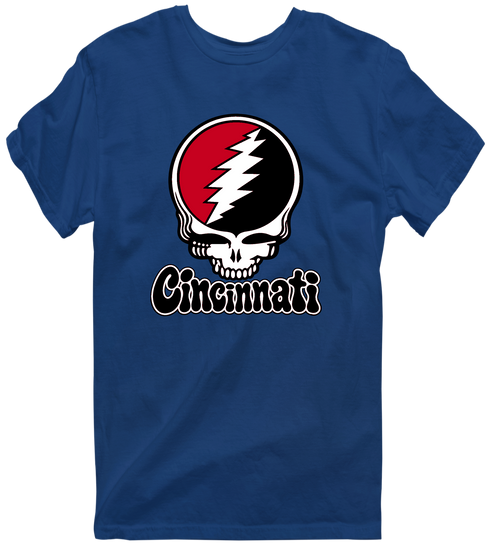 Cincinnati Baseball Stealie Grateful Dead T-Shirt — Cincinnati Reds — Navy