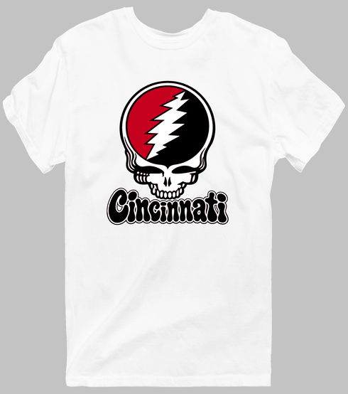 Cincinnati Baseball Stealie Grateful Dead T-Shirt — Cincinnati Reds — White
