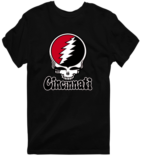 Cincinnati Baseball Stealie Grateful Dead T-Shirt — Cincinnati Reds — Black