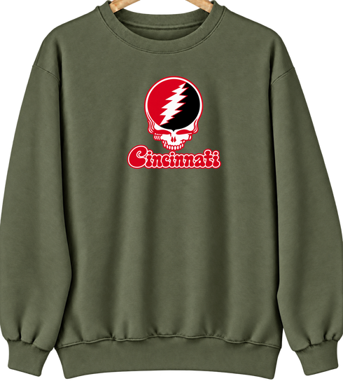 Cincinnati Stealie Premium Unisex Crewneck — Design: Cincinnati University of — Military Green