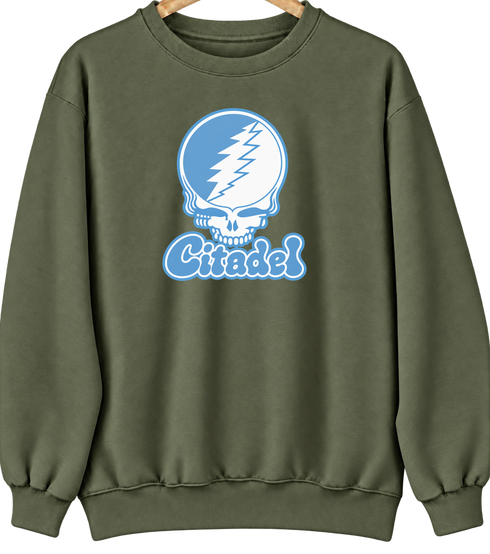Citadel Stealie Premium Unisex Crewneck — Design: Citadel — Military Green