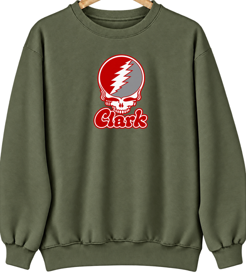 Clark Stealie Premium Unisex Crewneck — Design: Clark University — Military Green
