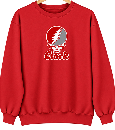 Clark Stealie Premium Unisex Crewneck — Design: Clark University — Red