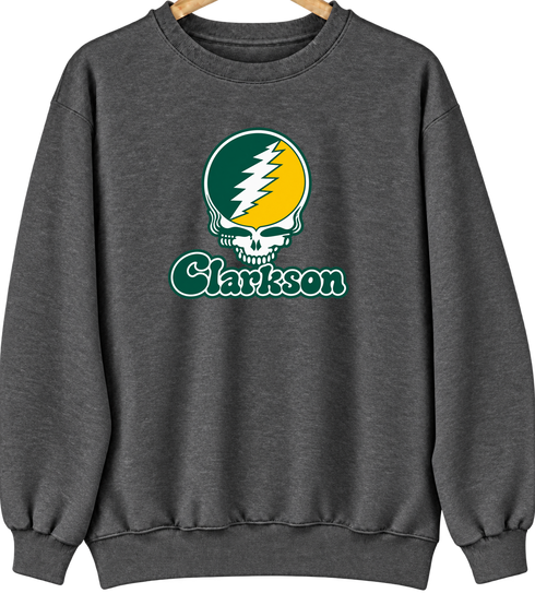 Clarkson Stealie Premium Unisex Crewneck — Design: Clarkson University — Dark Heather