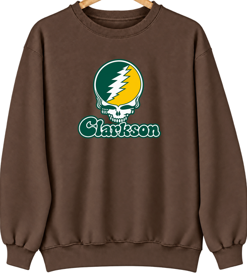 Clarkson Stealie Premium Unisex Crewneck — Design: Clarkson University — Brown