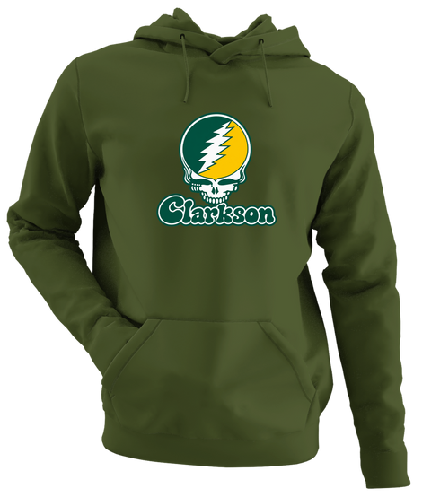 Clarkson Stealie Premium Unisex Hoodie — Design: Clarkson University — Military Green
