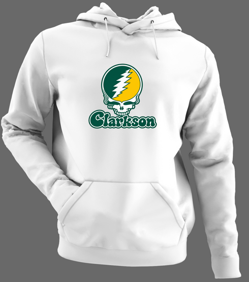 Clarkson Stealie Premium Unisex Hoodie — Design: Clarkson University — White/Grey