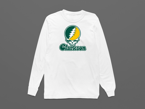 Clarkson Stealie Premium Unisex Long-Sleeve — Design: Clarkson University — White