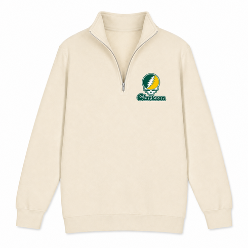 Clarkson Stealie Premium Unisex Quarter-Zip — Design: Clarkson University — Sand