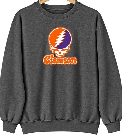 Clemson Stealie Premium Unisex Crewneck — Design: Clemson University — Dark Heather