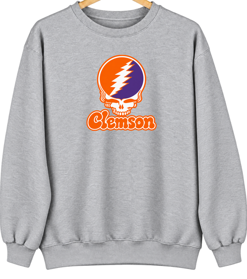Clemson Stealie Premium Unisex Crewneck — Design: Clemson University — Sport Grey