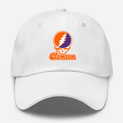 Clemson Stealie Premium Unisex Dad Hat — Design: Clemson University — White