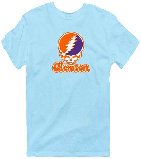 Clemson Stealie Premium Unisex T-Shirt — Design: Clemson University — Light Blue