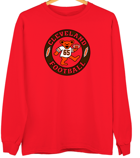 Cleveland Football Dancing Bear Premium Crewneck — Cleveland Browns — Red