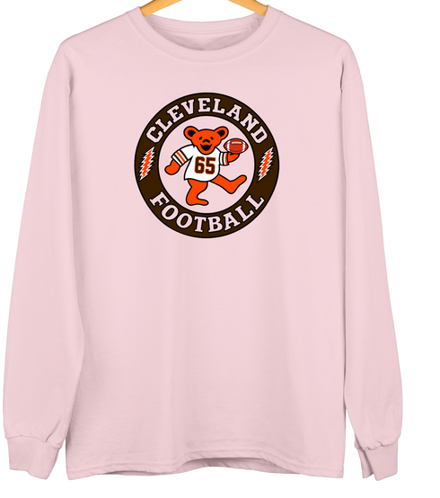 Cleveland Football Dancing Bear Premium Crewneck — Cleveland Browns — Light Pink