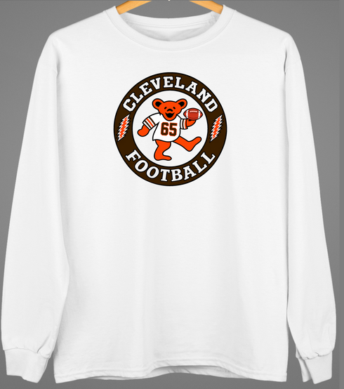 Cleveland Football Dancing Bear Premium Crewneck — Cleveland Browns — White