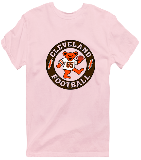 Cleveland Football Dancing Bear Premium T-Shirt — Cleveland Browns — Light Pink