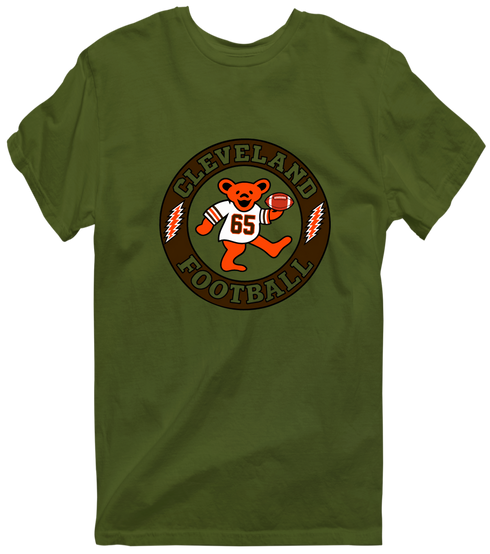 Cleveland Football Dancing Bear Premium T-Shirt — Cleveland Browns — Military Green