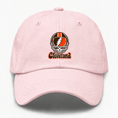 Cleveland Helmet Stealie Premium Unisex Dad Hat — Cleveland Browns — Pink
