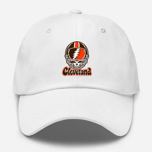 Cleveland Helmet Stealie Premium Unisex Dad Hat — Cleveland Browns — White