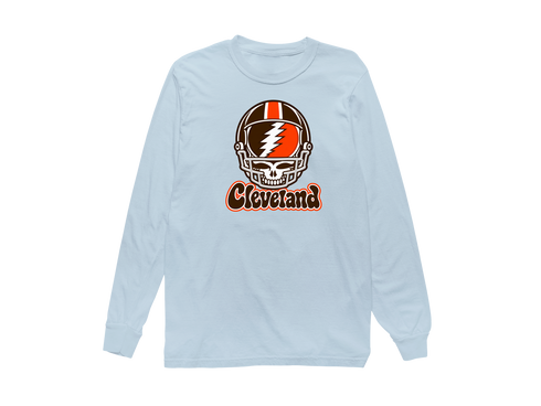Cleveland Helmet Stealie Premium Unisex Long-Sleeve — Cleveland Browns — Chambray