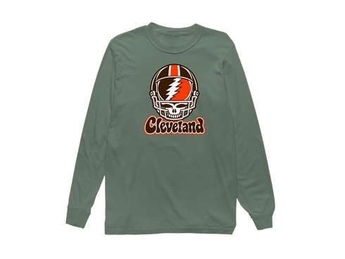 Cleveland Helmet Stealie Premium Unisex Long-Sleeve — Cleveland Browns — Light Green