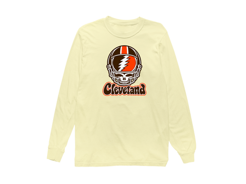 Cleveland Helmet Stealie Premium Unisex Long-Sleeve — Cleveland Browns — Butter