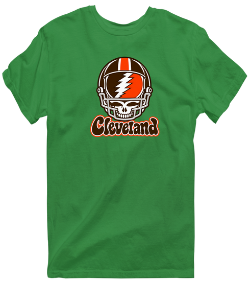 Cleveland Helmet Stealie Premium Unisex T-Shirt — Cleveland Browns — Irish Green