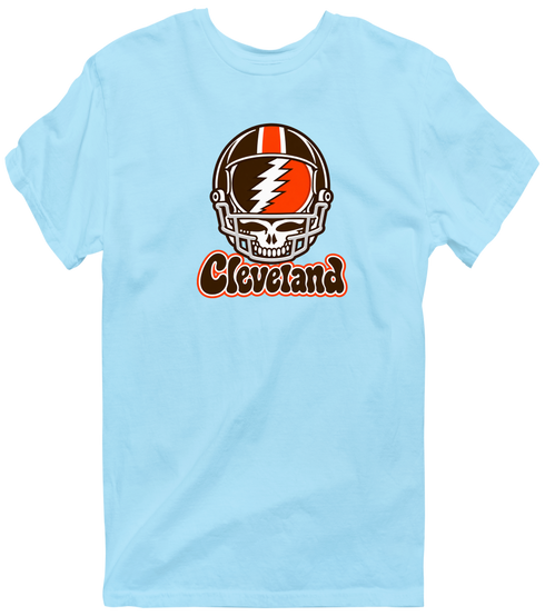Cleveland Helmet Stealie Premium Unisex T-Shirt — Cleveland Browns — Light Blue