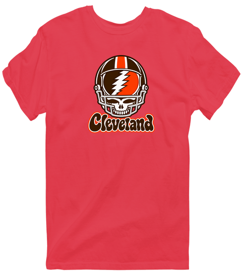 Cleveland Helmet Stealie Premium Unisex T-Shirt — Cleveland Browns — Heather Red