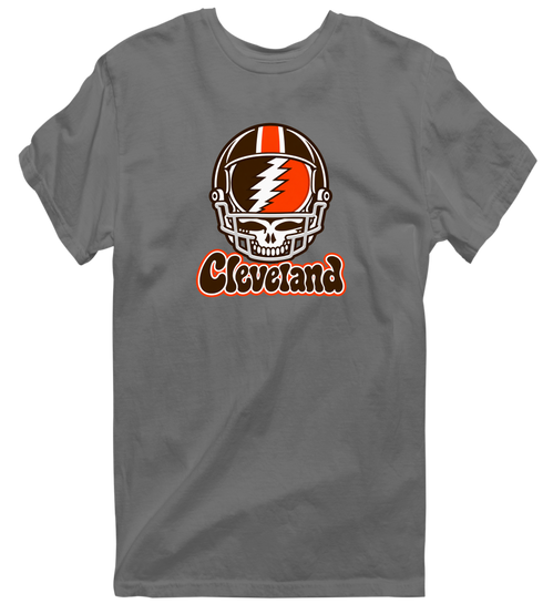 Cleveland Helmet Stealie Premium Unisex T-Shirt — Cleveland Browns — Charcoal