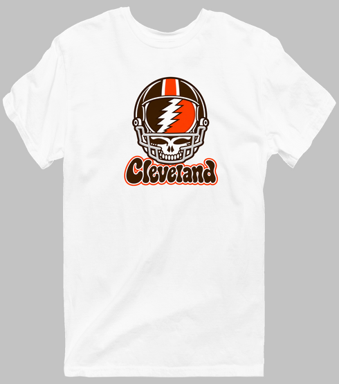Cleveland Helmet Stealie Premium Unisex T-Shirt — Cleveland Browns — White