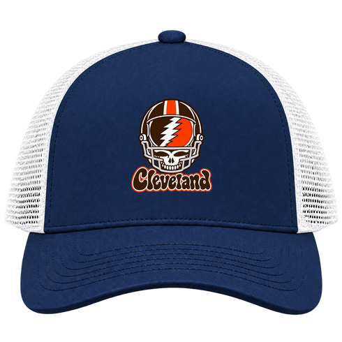 Cleveland Helmet Stealie Premium Unisex Trucker Cap — Cleveland Browns — Navy/White