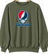 Cleveland Baseball Stealie Grateful Dead Crewneck — Cleveland Guardians — Military Green